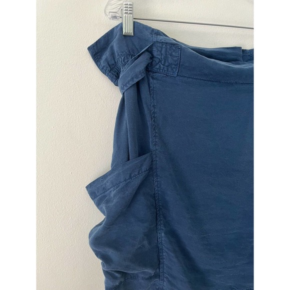 NWT Anthropologie Amadi Nantes Blue Tencel Belted Mini Skirt Sz Medium - Picture 5 of 10